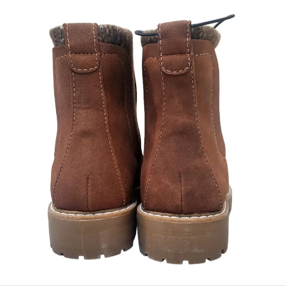 ST. JOHN'S BAY Brown Knit-Trim Ankle Booties – Size 7.5
